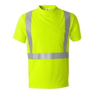 ML Kishigo Short‎ Sleeve ANSI Class 2 T-Shirt Size XL Lime Green Microfiber NWT